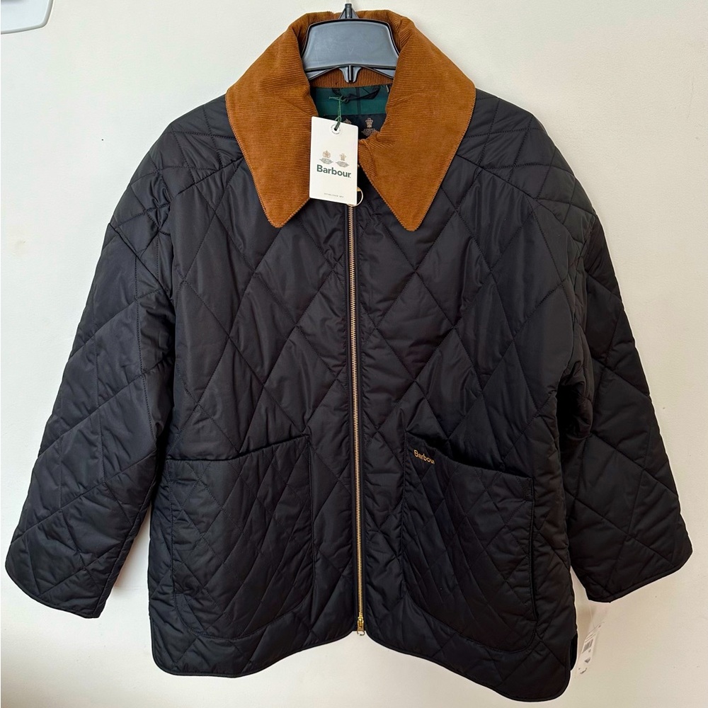 NWTs Barbour Woodhall Quilted Jacket. Black. Sz. 12